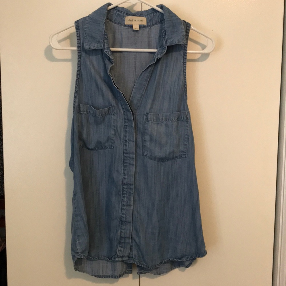 Chambray button up tank
